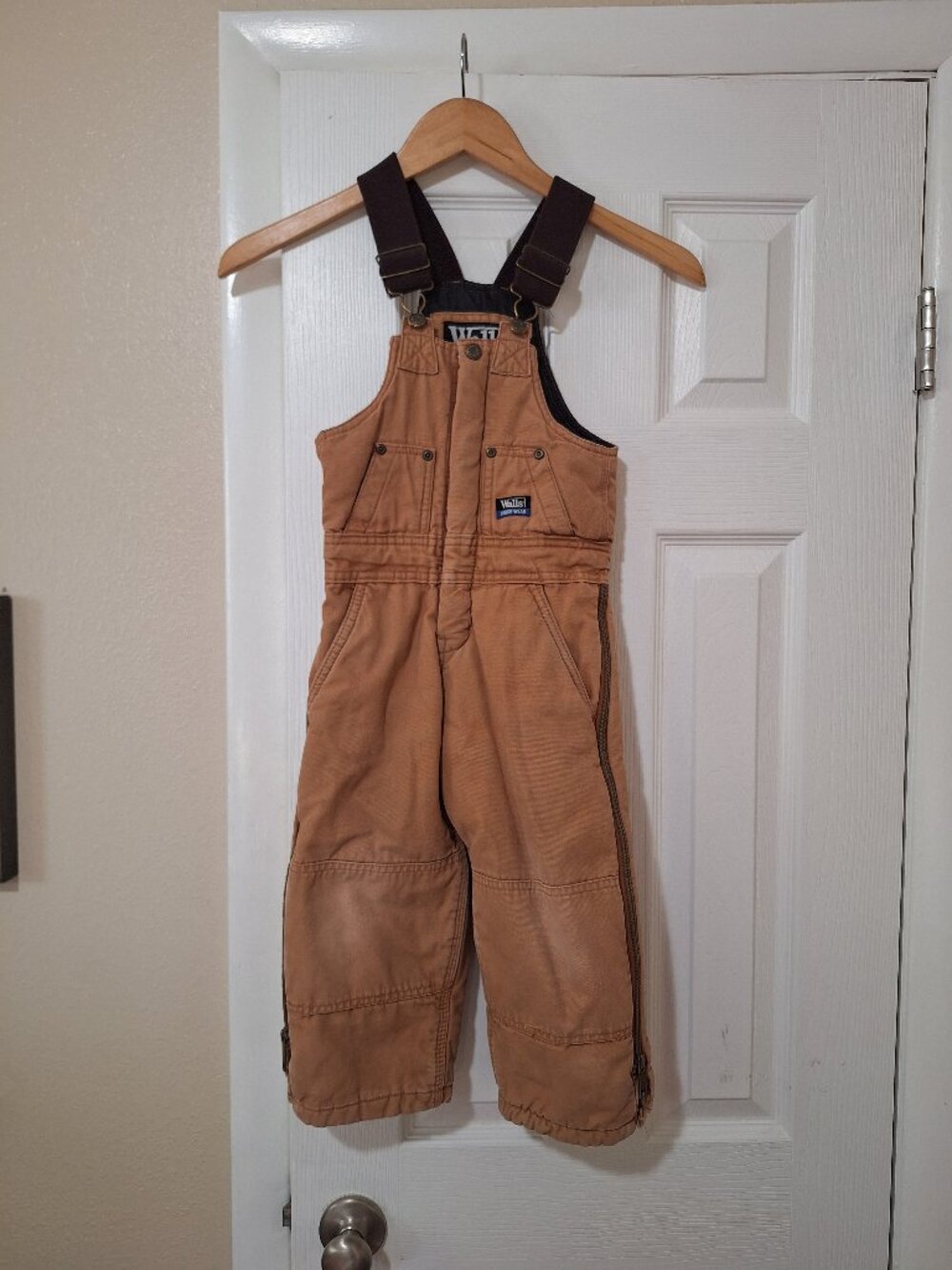 Walls Brown duck canvas insulated children's bib overalls 4/5 XS